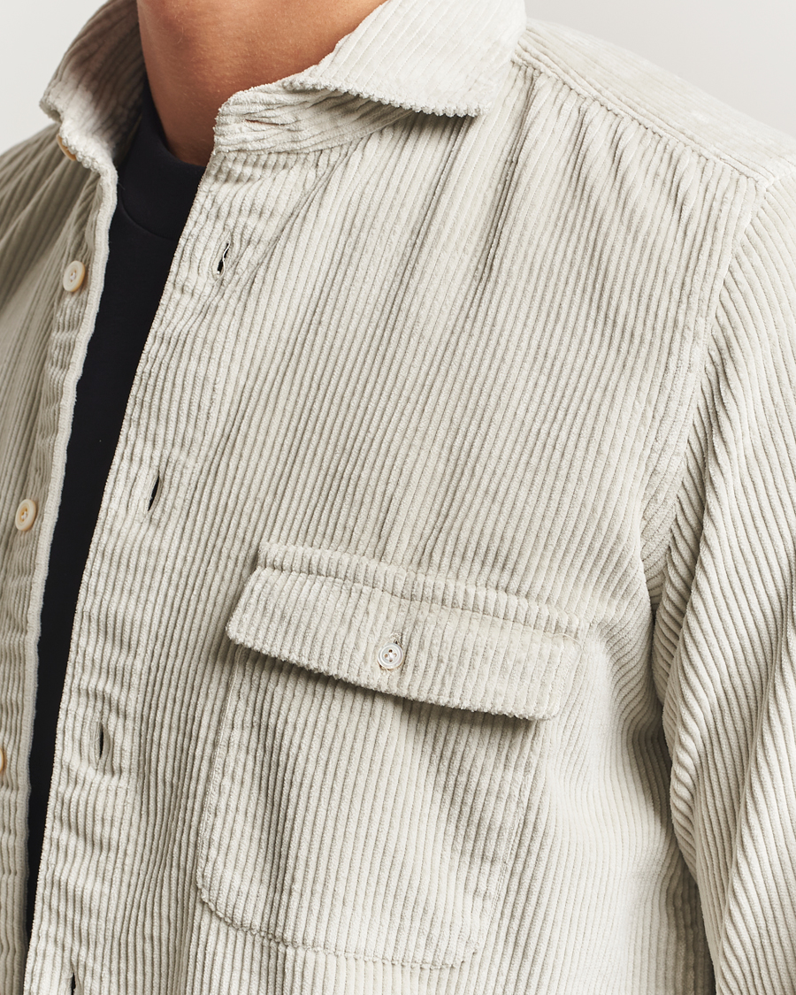 Men | Shirts | Finamore Napoli | Garment Dyed Corduroy Overshirt Beige