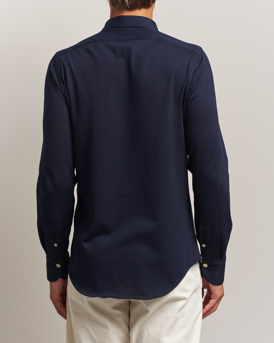 Men | Polo Shirts | Finamore Napoli | Cotton/Cashmere Jersey Polo Navy