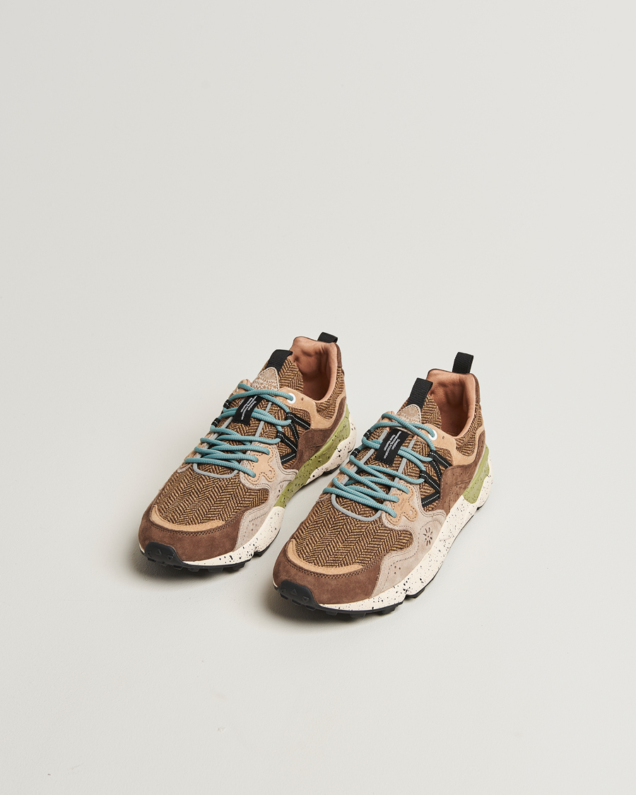 Flower Mountain Yamano 3 Suede/Tweed Wool Sneaker Brown at