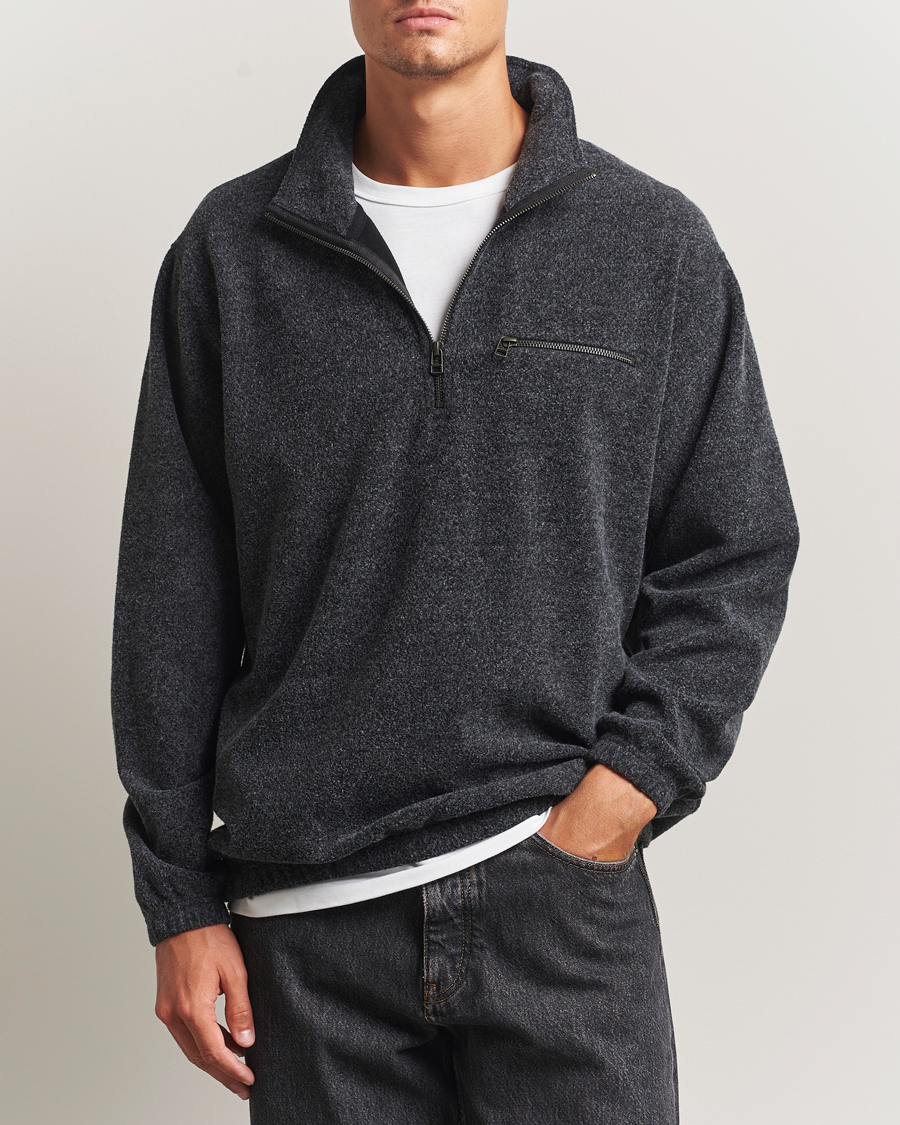 Forét Elm Half Zip Sweatshirt Dark Grey Melange at CareOfCarl.com