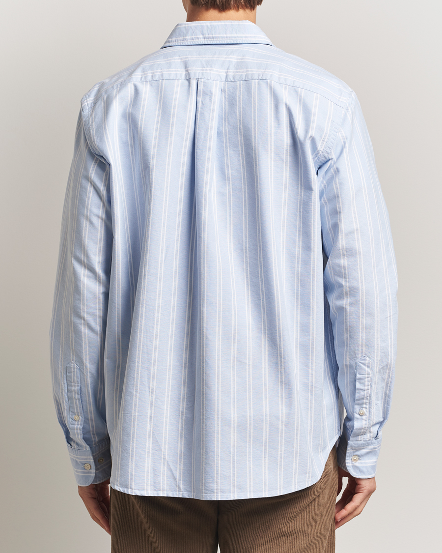Men | Shirts | Forét | Juno Embroidered Oxford Shirt Light Blue Stripe