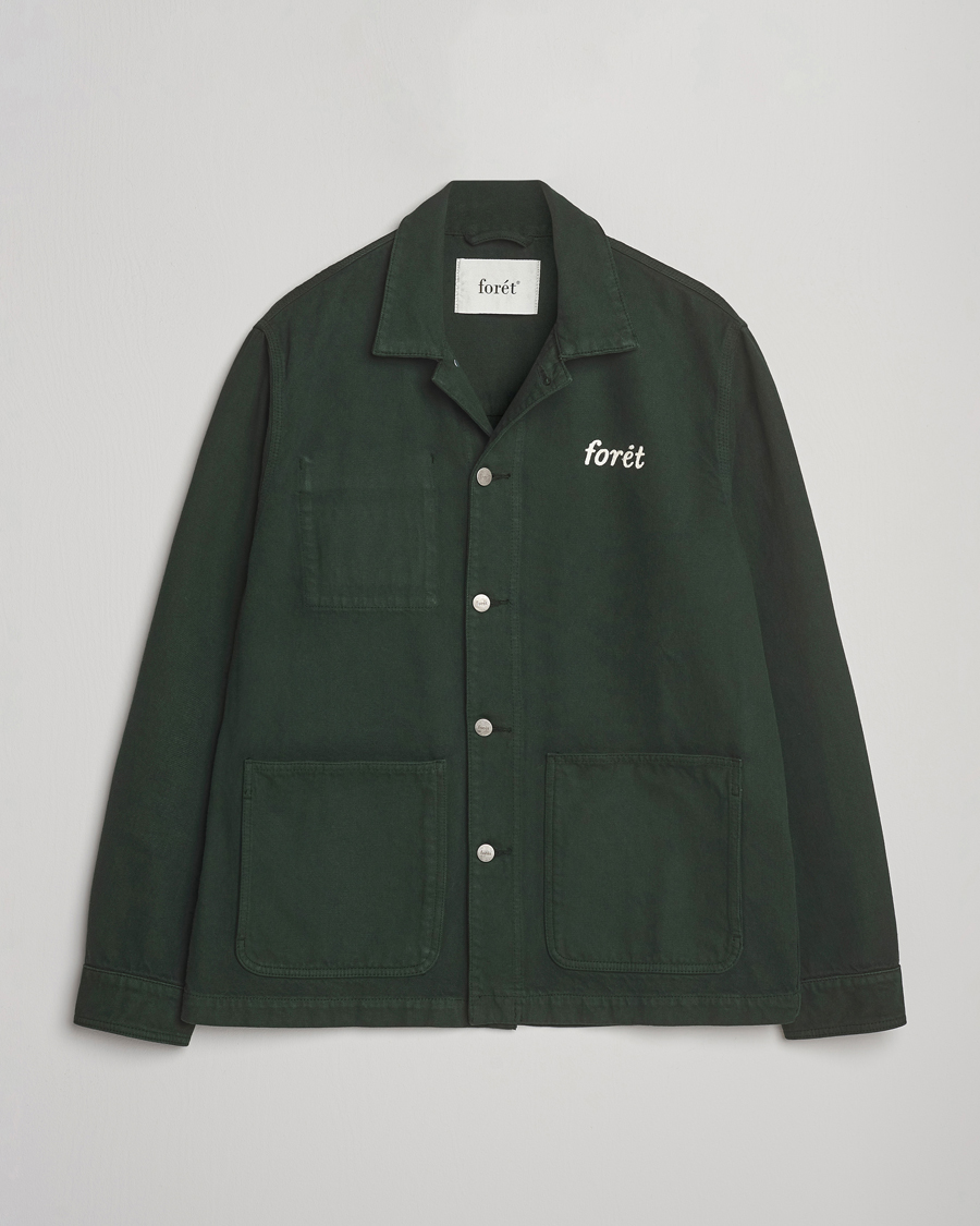 Men | Shirts | Forét | Wood Twill Overshirt Dark Green