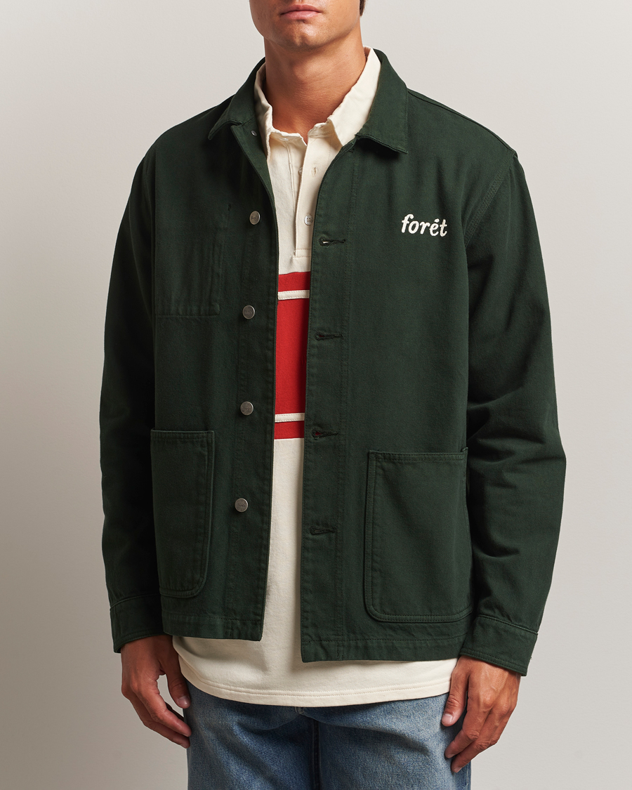 Men | Shirts | Forét | Wood Twill Overshirt Dark Green