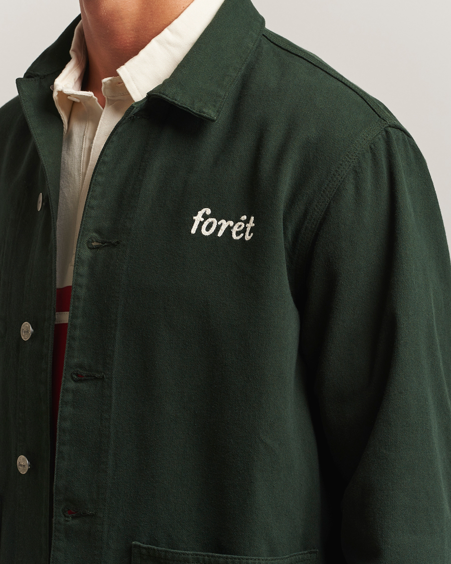 Men | Shirts | Forét | Wood Twill Overshirt Dark Green