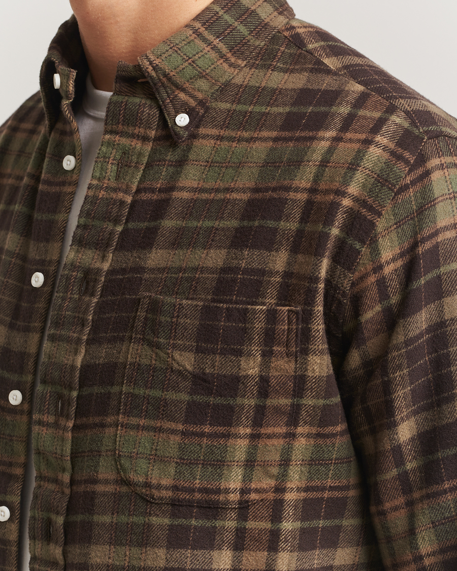 Gitman Vintage Brushed Winter Madras Button Down Shirt Brown/Olive