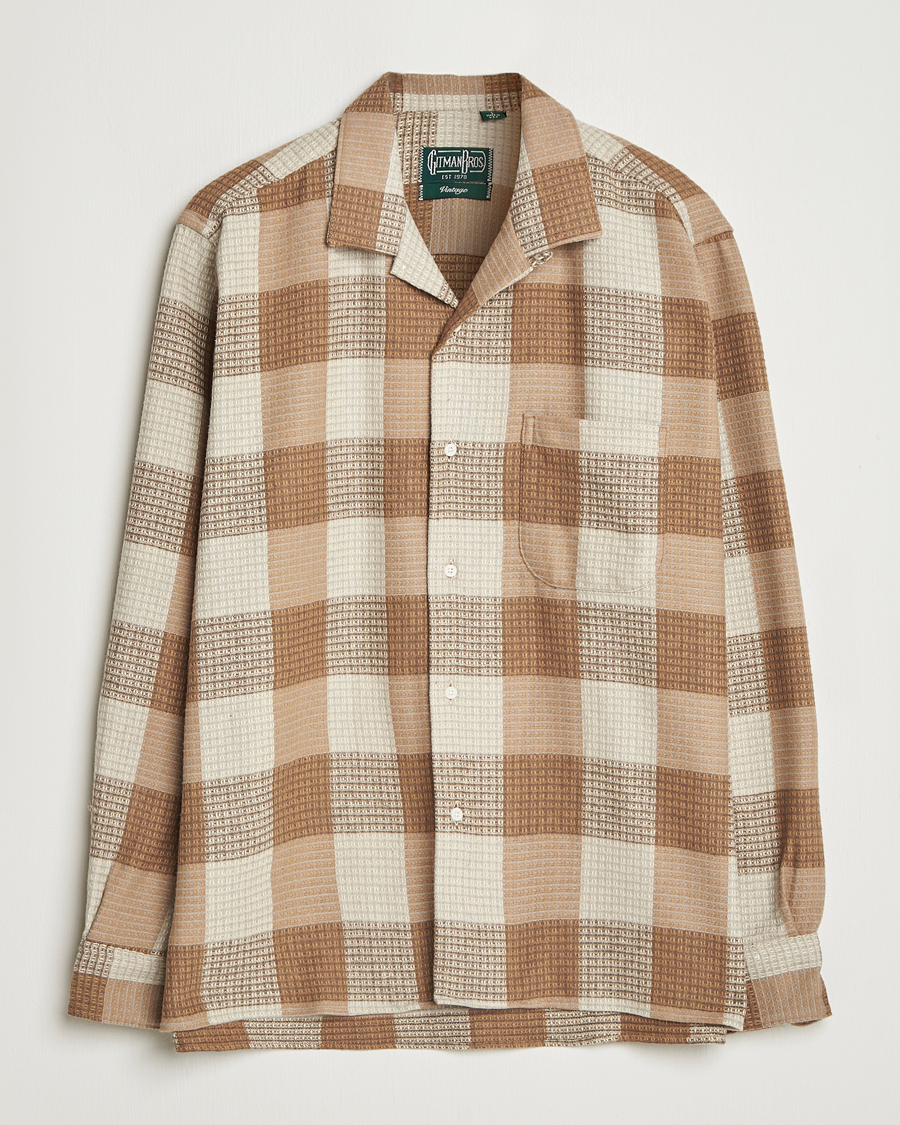 Men | Shirts | Gitman Vintage | Brushed Waffle Camp Shirt Brown Check