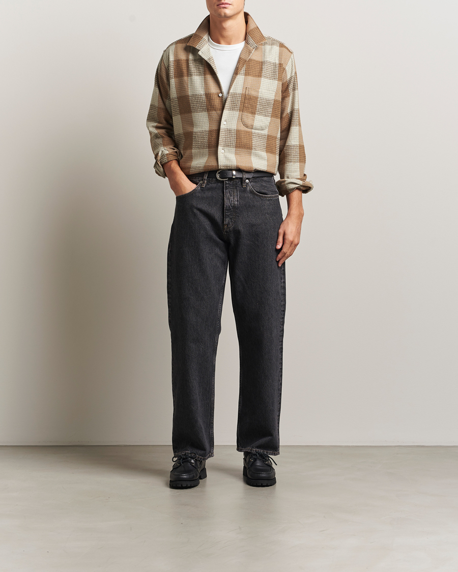 Men | Shirts | Gitman Vintage | Brushed Waffle Camp Shirt Brown Check