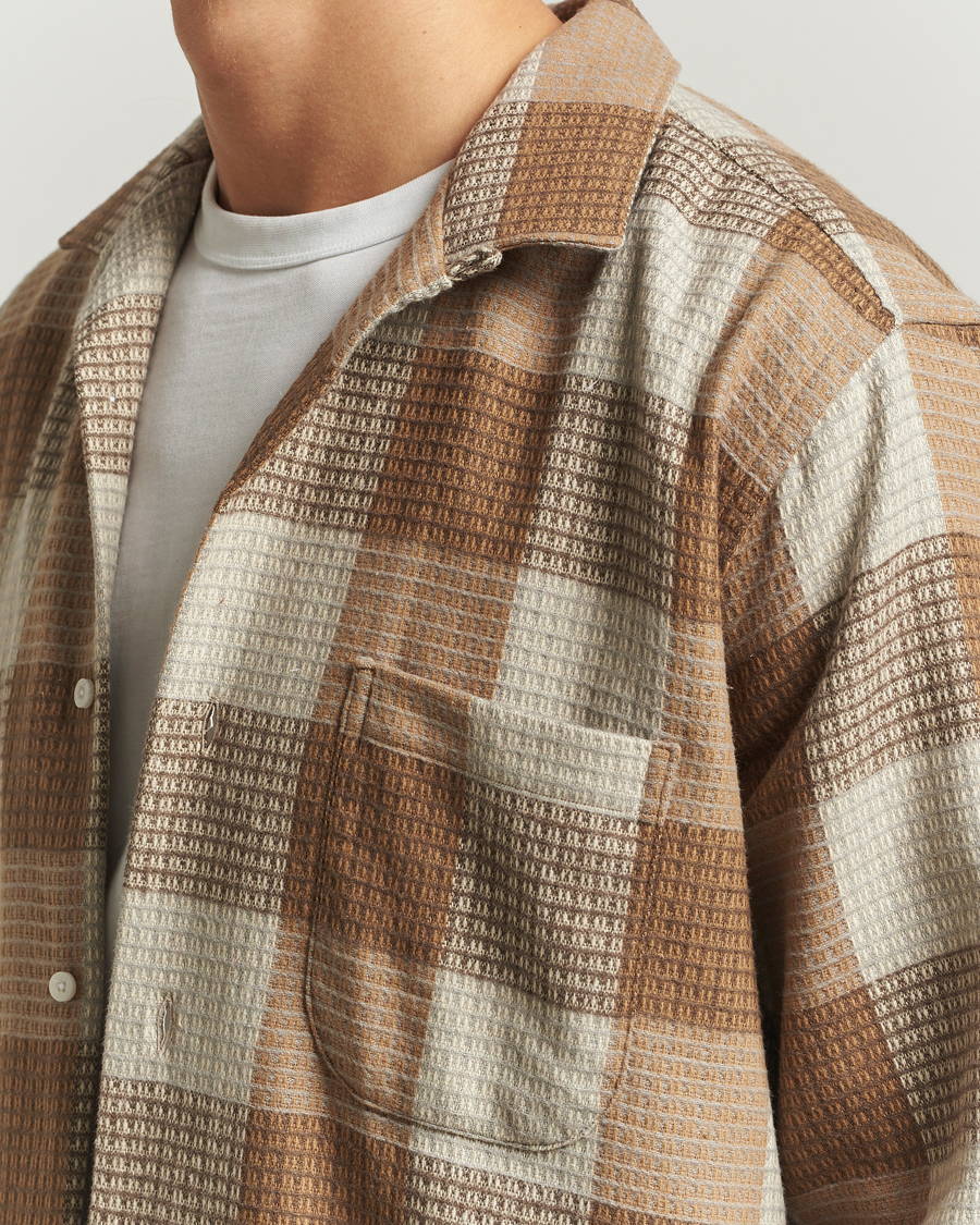 Men | Shirts | Gitman Vintage | Brushed Waffle Camp Shirt Brown Check