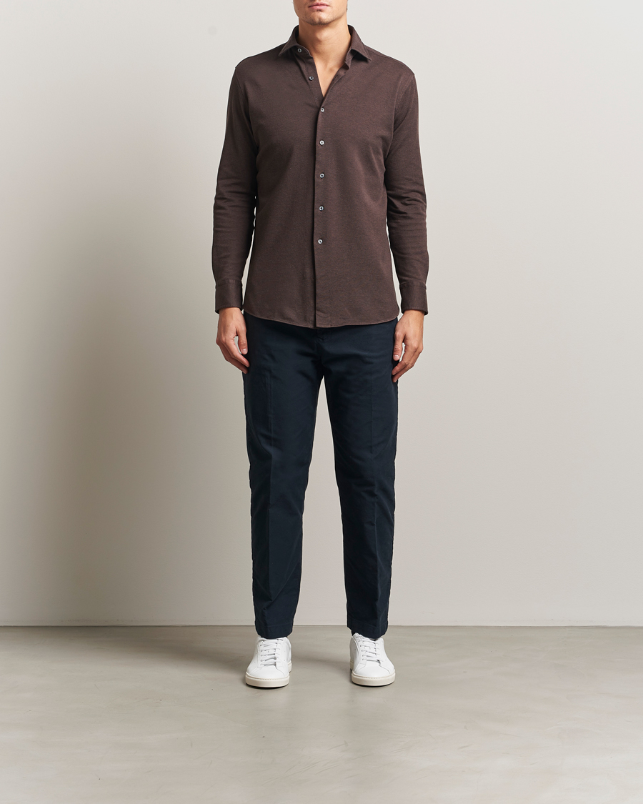 Men | Shirts | Grigio | Cotton Jersey Shirt Dark Brown