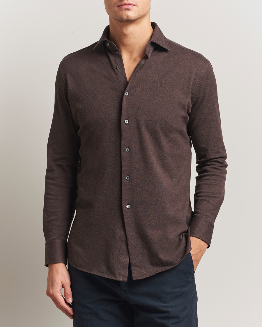 Men | Shirts | Grigio | Cotton Jersey Shirt Dark Brown