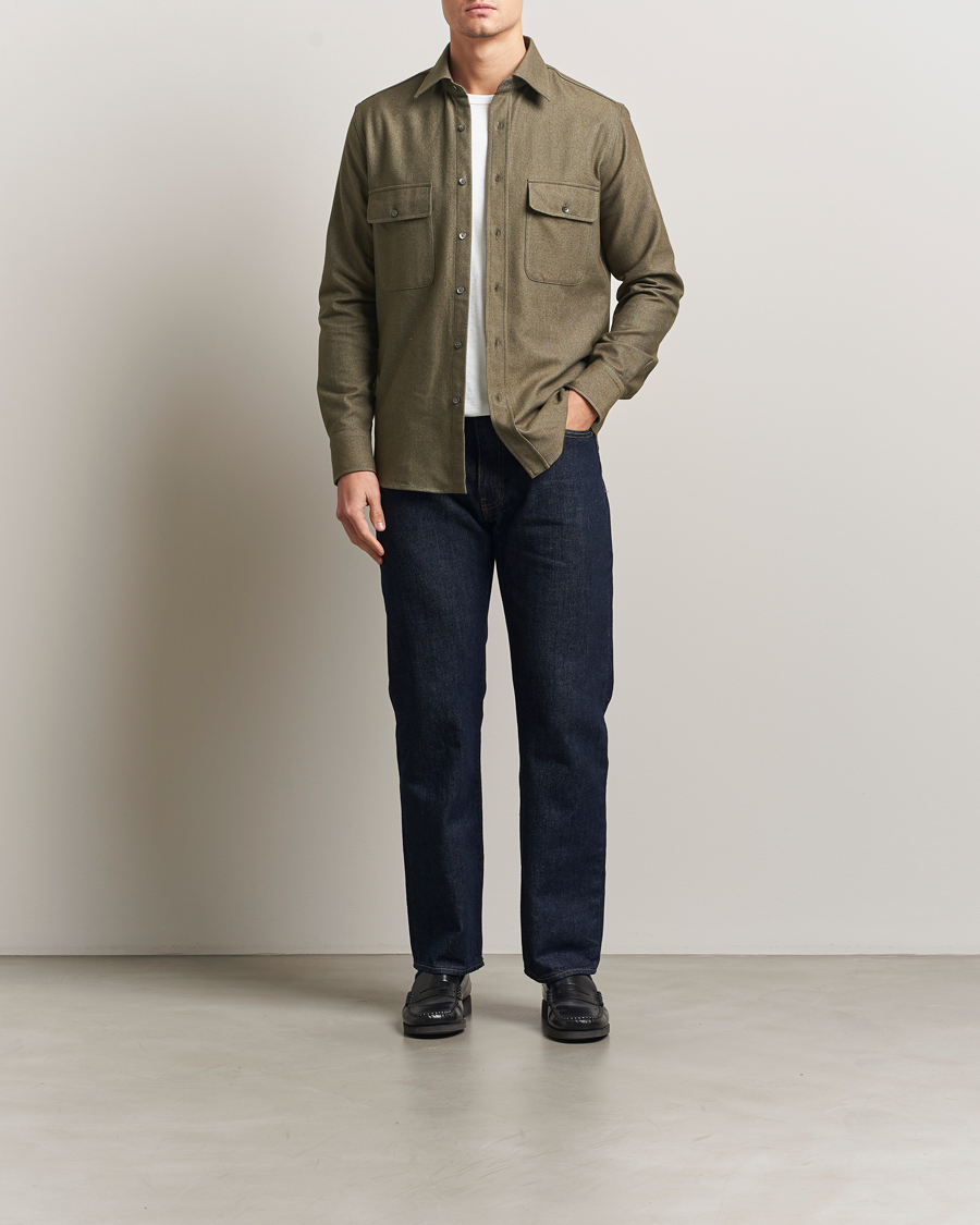 Men | Shirts | Grigio | Heavy Twill Overshirt Military