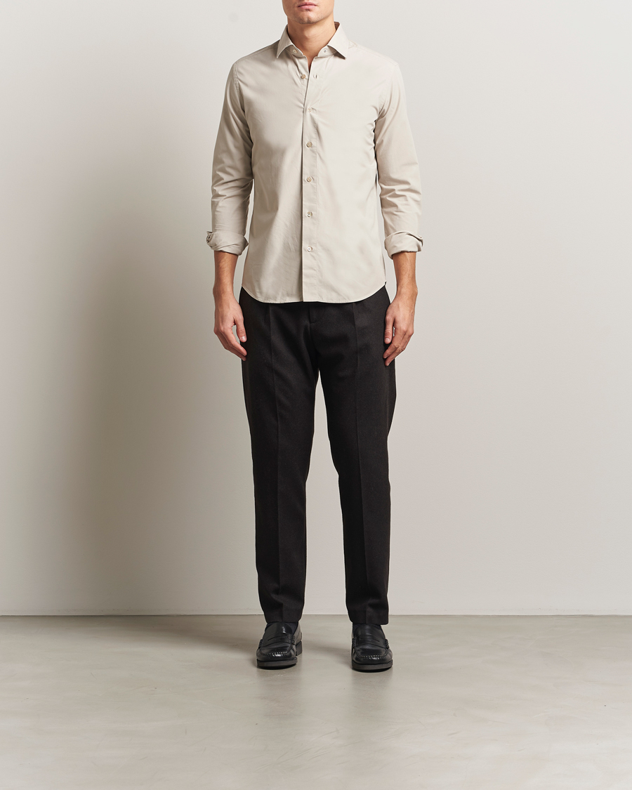 Men | Shirts | Grigio | Cotton Twill Shirt Beige