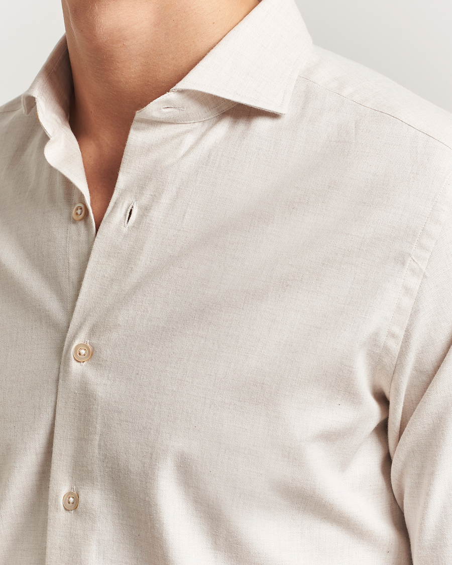 Men | Shirts | Grigio | Washed Flannel Shirt Light Beige