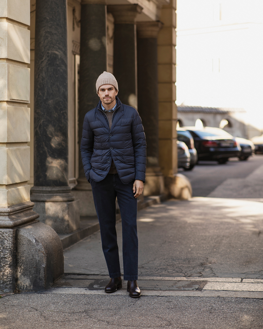 Men | Coats & Jackets | Herno | Nylon Down Blazer Navy