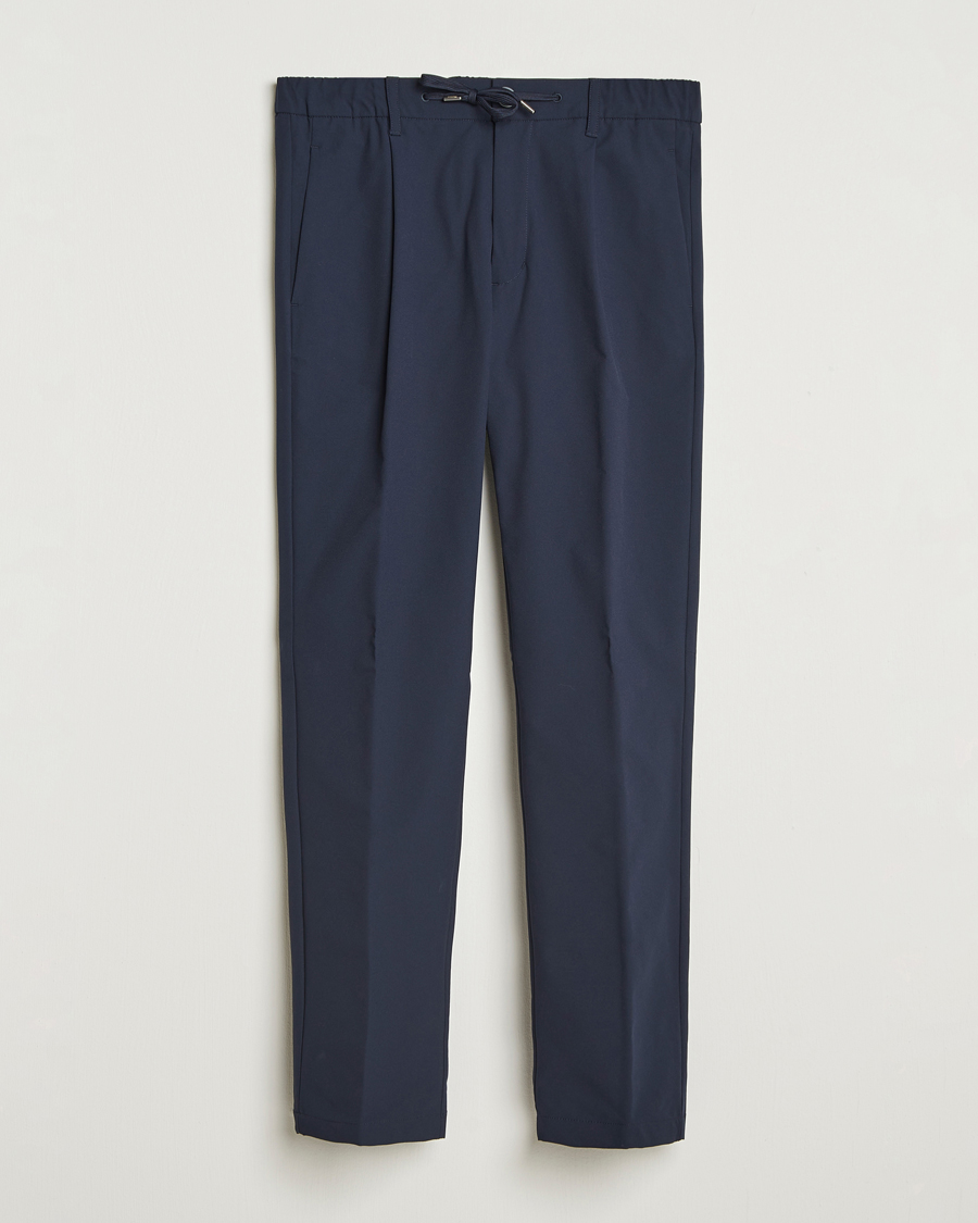 Men | Trousers | Herno | Pleated Technical Cotton Trousers Navy