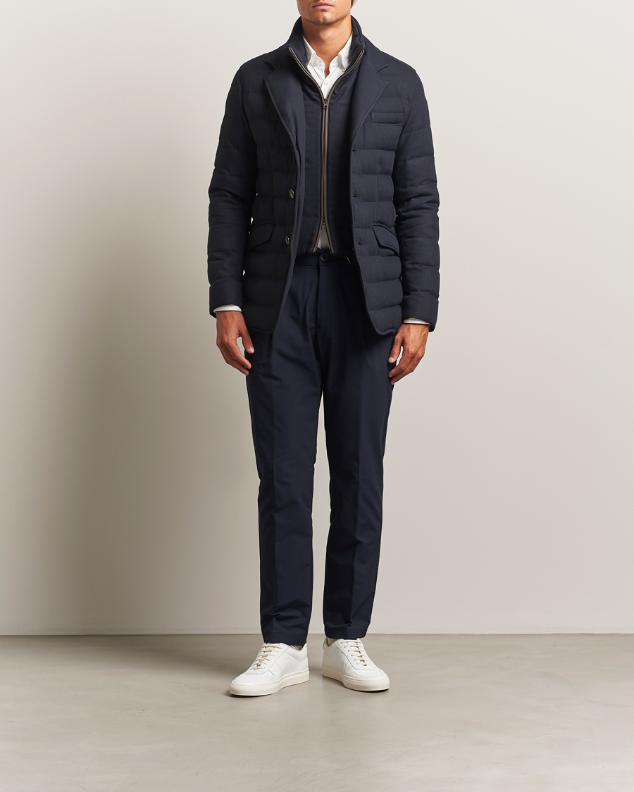 Men | Trousers | Herno | Pleated Technical Cotton Trousers Navy