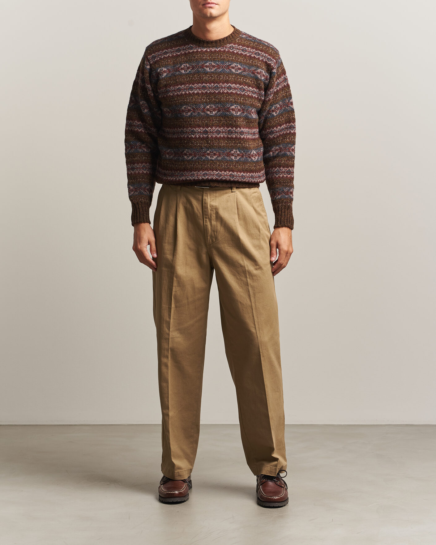 Jamiesons Of Shetland All Over Fair Isle Pullover Crew Neck Moss