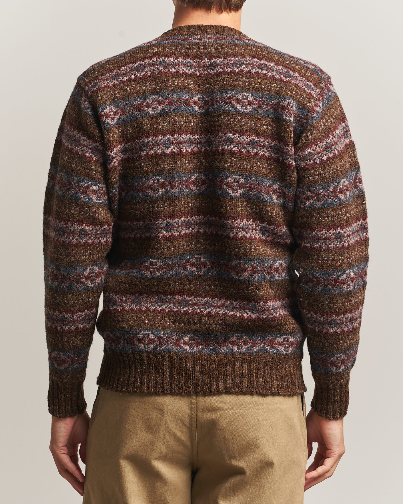 Jamiesons Of Shetland All Over Fair Isle Pullover Crew Neck Moss