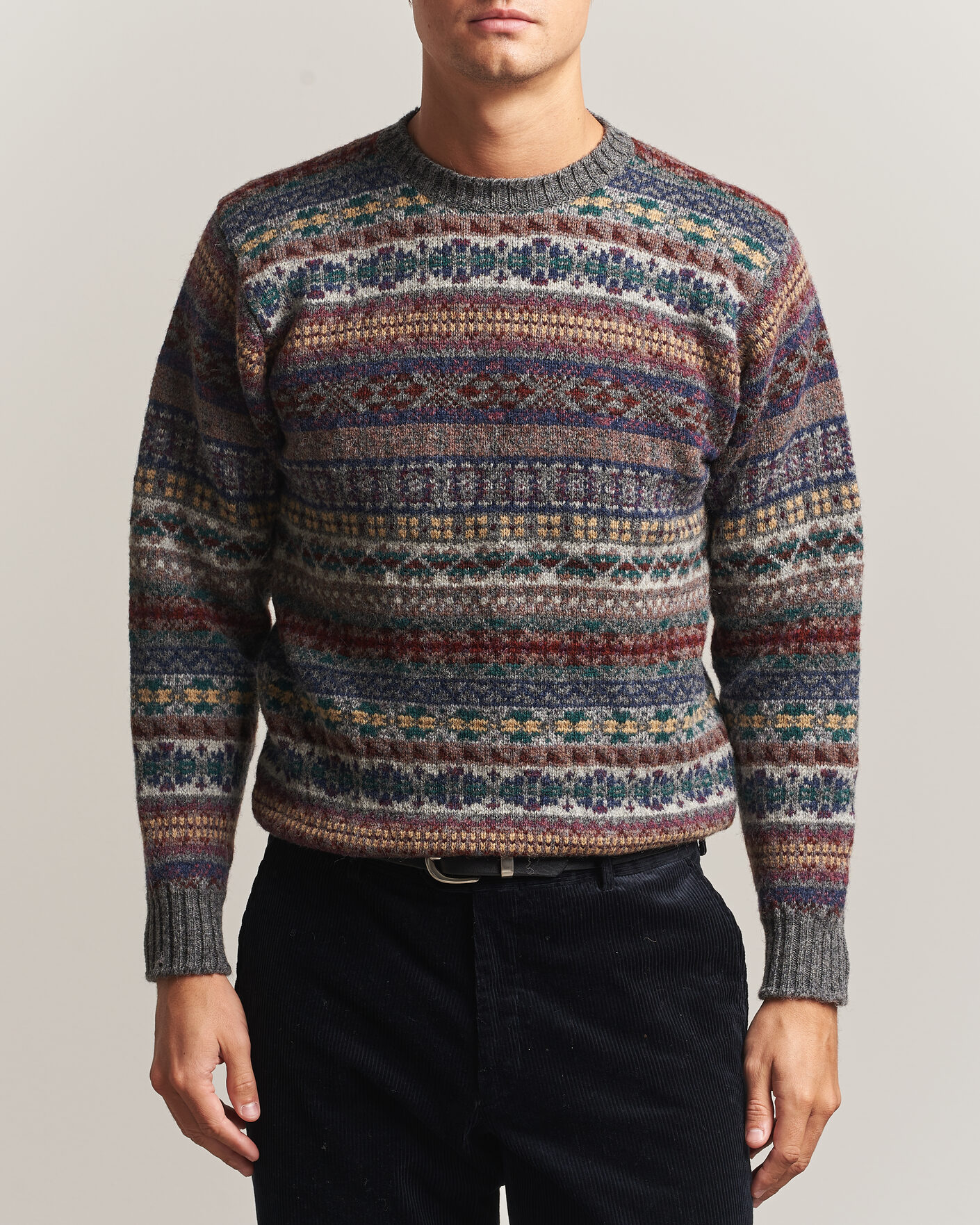 Men | Sweaters & Knitwear | Jamieson's of Shetland | Jamiesons Of Shetland All Over Fair Isle Pullover Crew Neck Multi