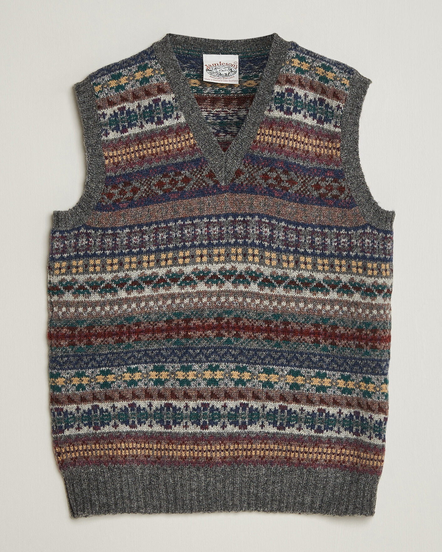 Men | Sweaters & Knitwear | Jamieson's of Shetland | Jamiesons Of Shetland All Over Fair Isle Slipover Multi