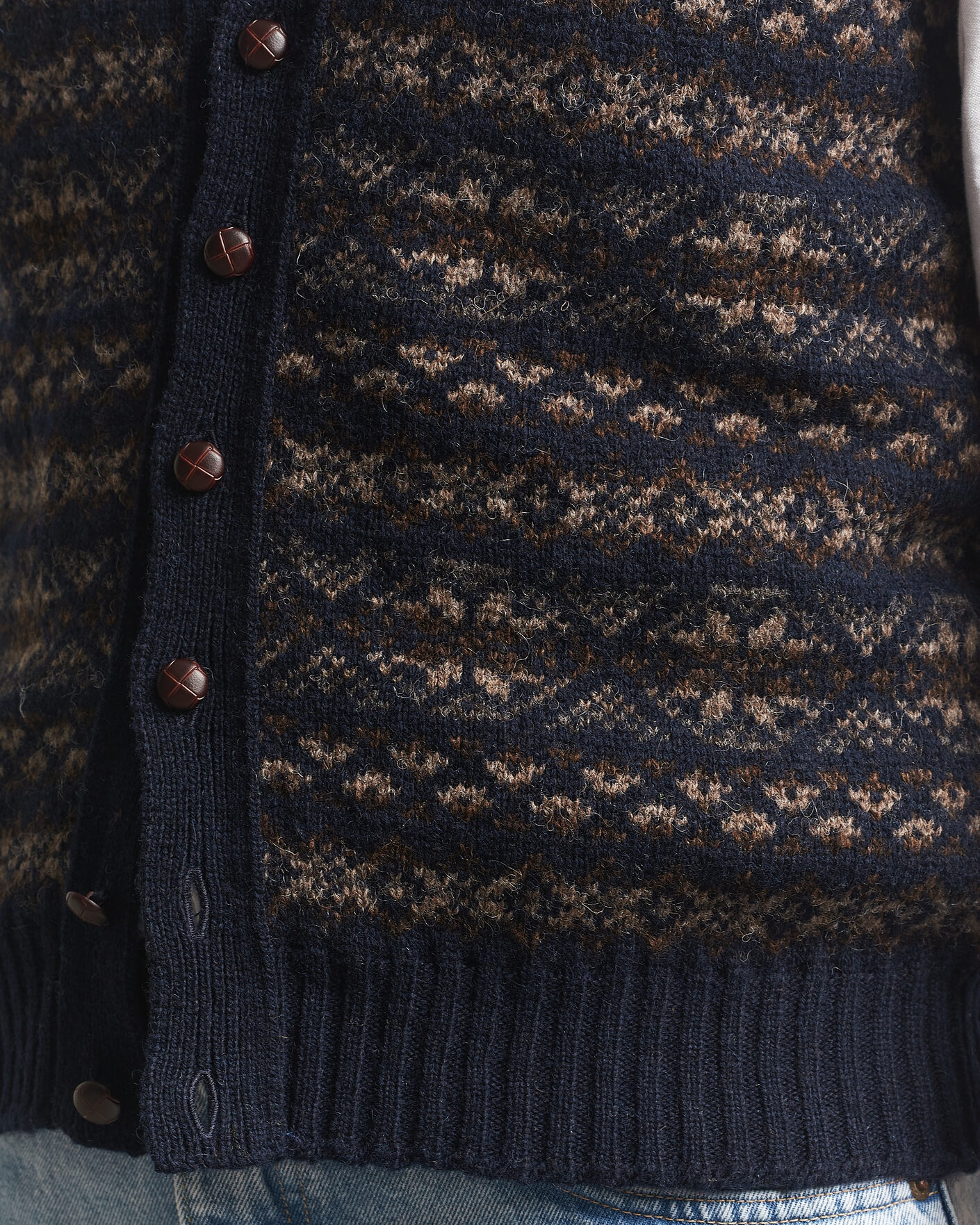 Men | Sweaters & Knitwear | Jamieson's of Shetland | Jamiesons Of Shetland All Over Fair Isle Waistcoat Navy