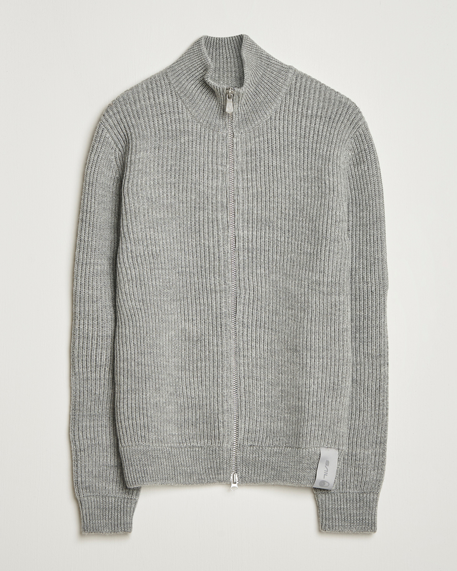 Men | Sweaters & Knitwear | Sail Racing | Ridge Wool Heavy Knitted Full Zip Grey Melange