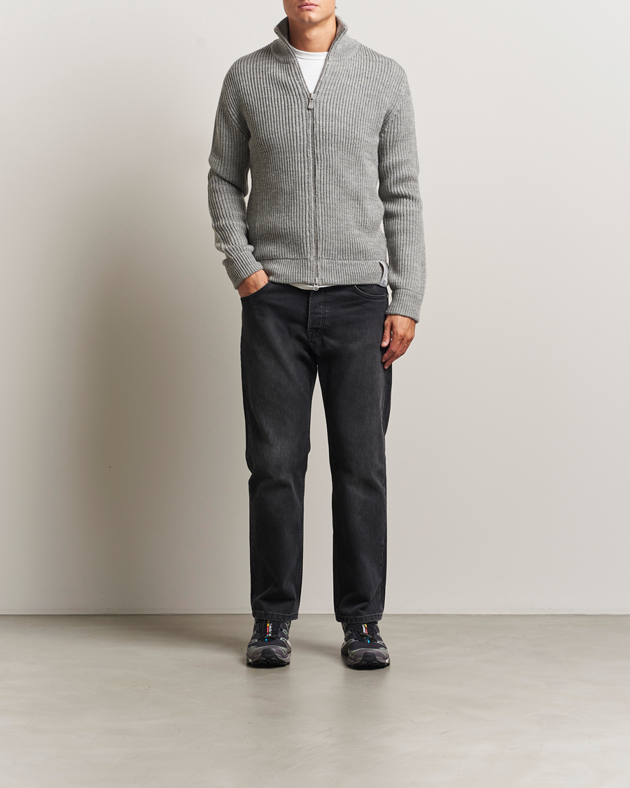 Men | Sweaters & Knitwear | Sail Racing | Ridge Wool Heavy Knitted Full Zip Grey Melange
