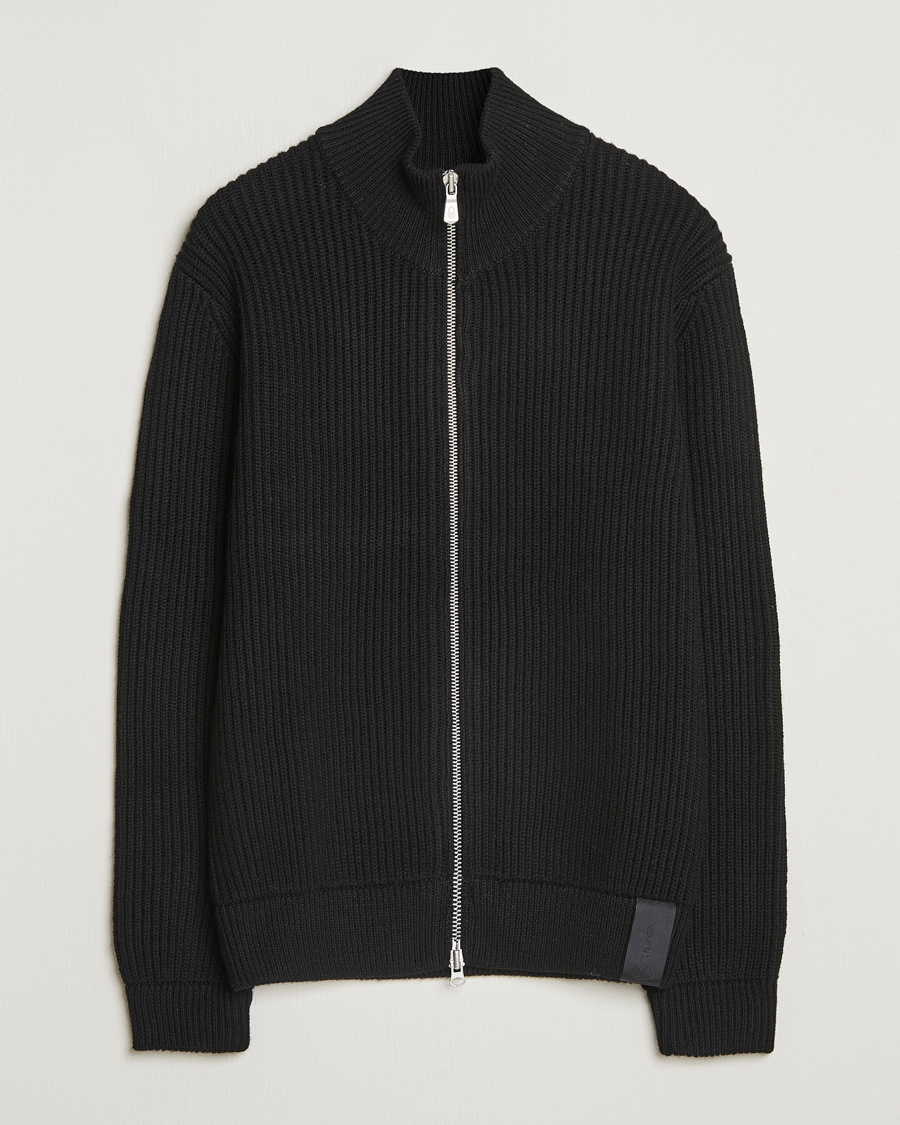 Men | Sweaters & Knitwear | Sail Racing | Ridge Wool Heavy Knitted Full Zip Carbon