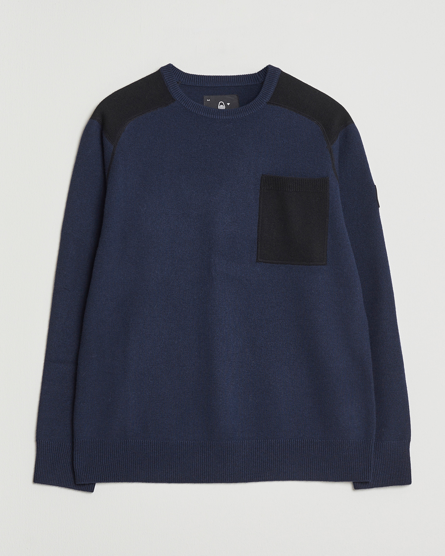 Men | Sweaters & Knitwear | Sail Racing | Spine Wool/Cashmere Knitted Crew Neck Dark Navy
