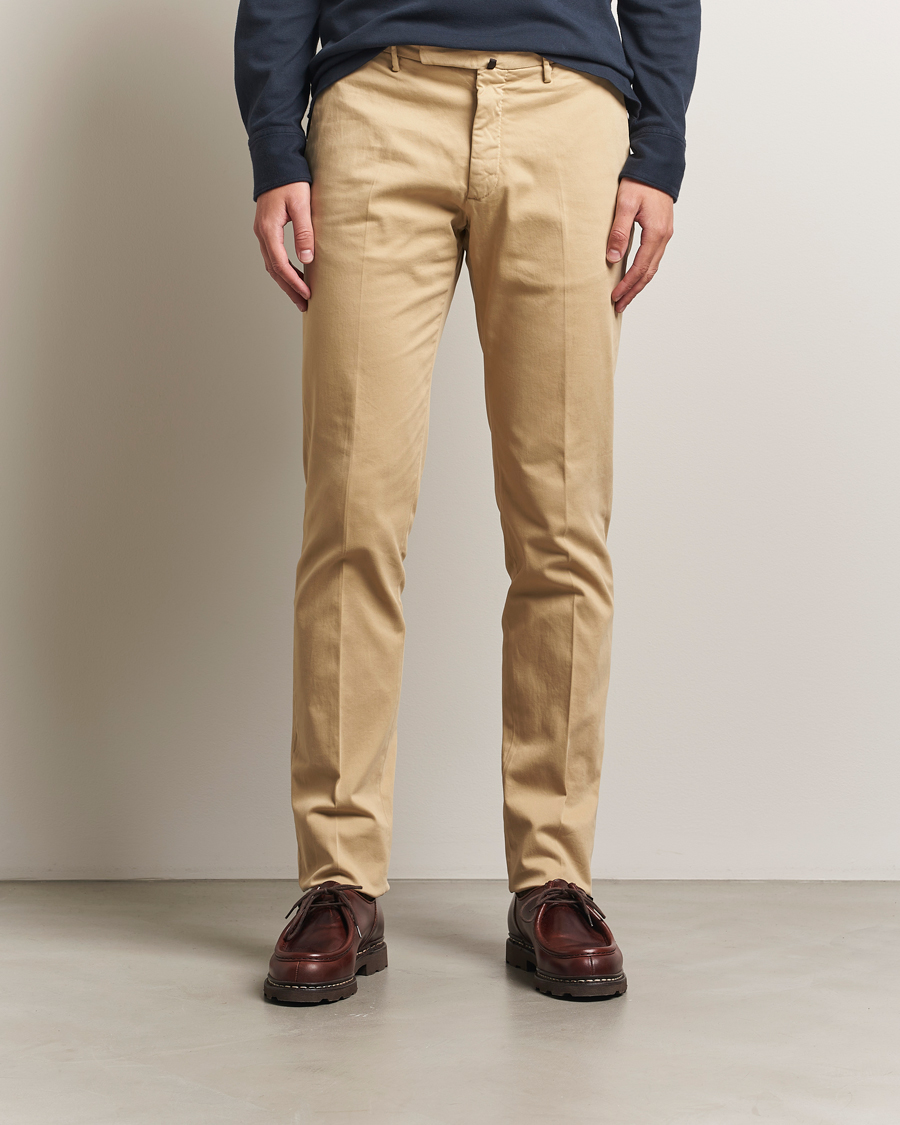 Men | Trousers | Incotex | Slim Fit Cotton Stretch Chinos Beige