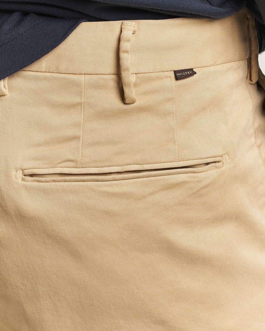 Men | Trousers | Incotex | Slim Fit Cotton Stretch Chinos Beige