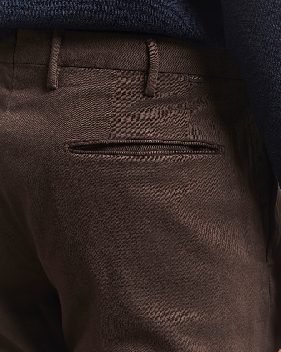 Men | Trousers | Incotex | Slim Fit Cotton Stretch Chinos Dark Brown