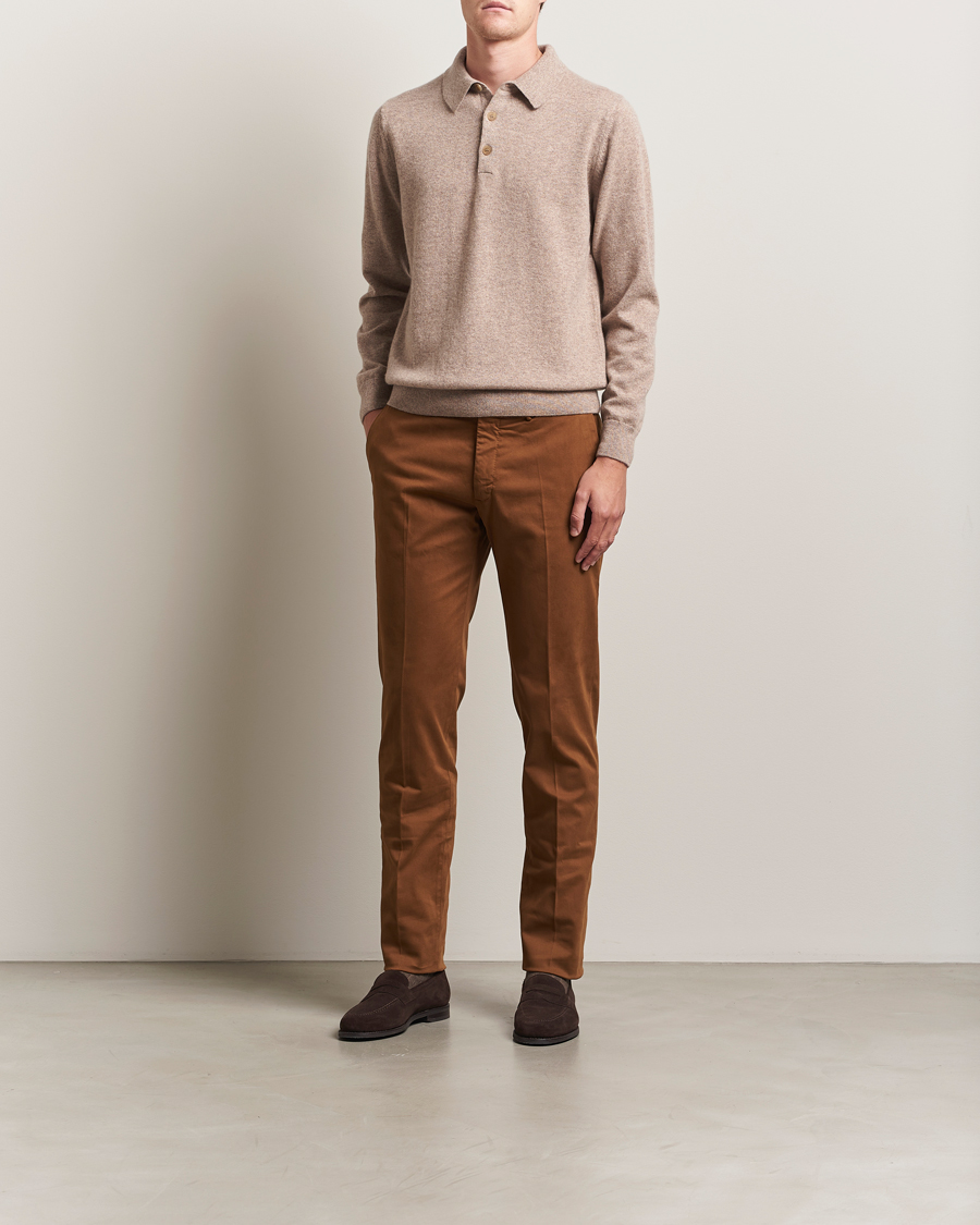 Men | Trousers | Incotex | Slim Fit Cotton Stretch Chinos Brown