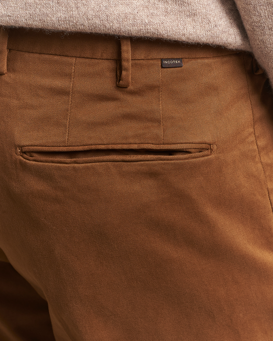 Men | Trousers | Incotex | Slim Fit Cotton Stretch Chinos Brown