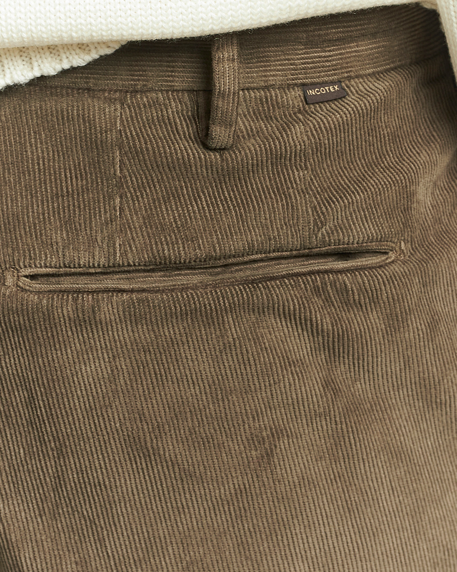 Men | Trousers | Incotex | Slim Fit Baby Corduroy Trousers Taupe