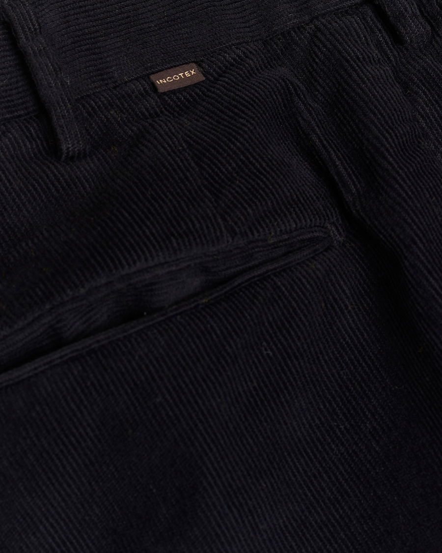 Men | Trousers | Incotex | Slim Fit Baby Corduroy Trousers Navy
