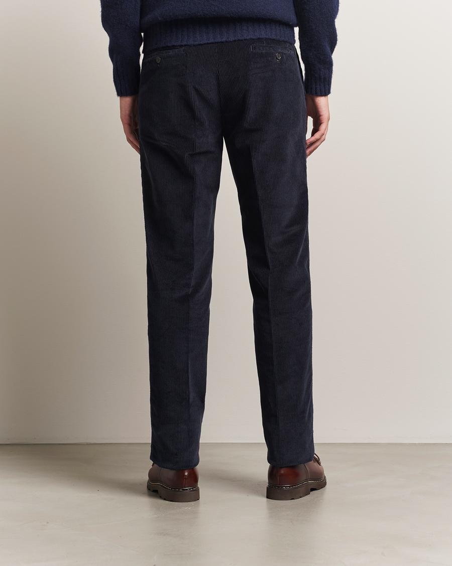 Men | Trousers | Incotex | Regular Fit British Corduroy Trousers Navy