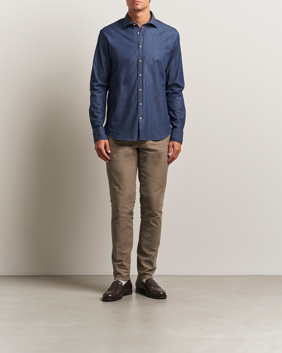 Men | Trousers | Incotex | Slim Fit Garment Dyed Slacks Taupe