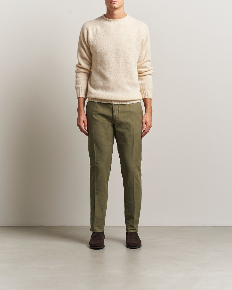 Men | Trousers | Incotex | Slim Fit Garment Dyed Slacks Green