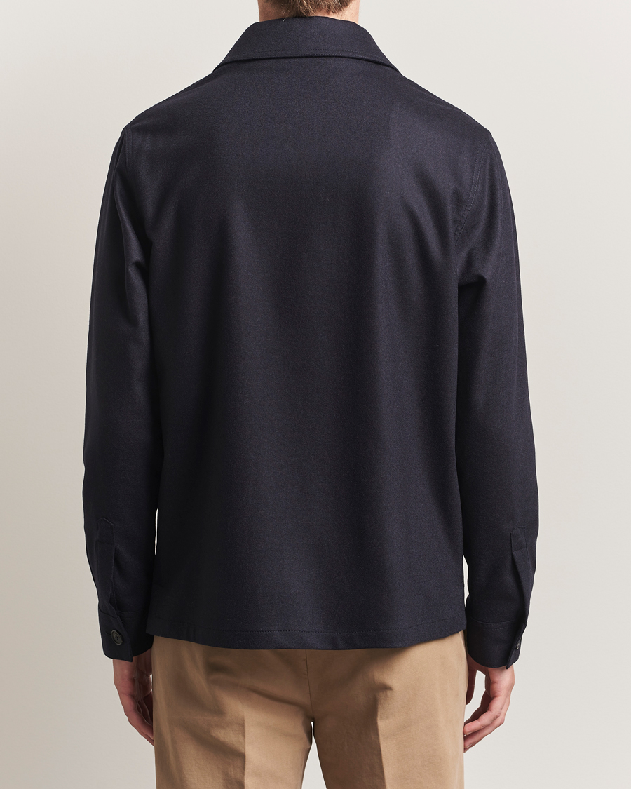 Men | Shirts | Incotex | Flannel Overshirt Navy