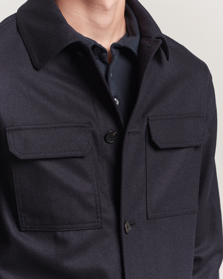 Men | Shirts | Incotex | Flannel Overshirt Navy