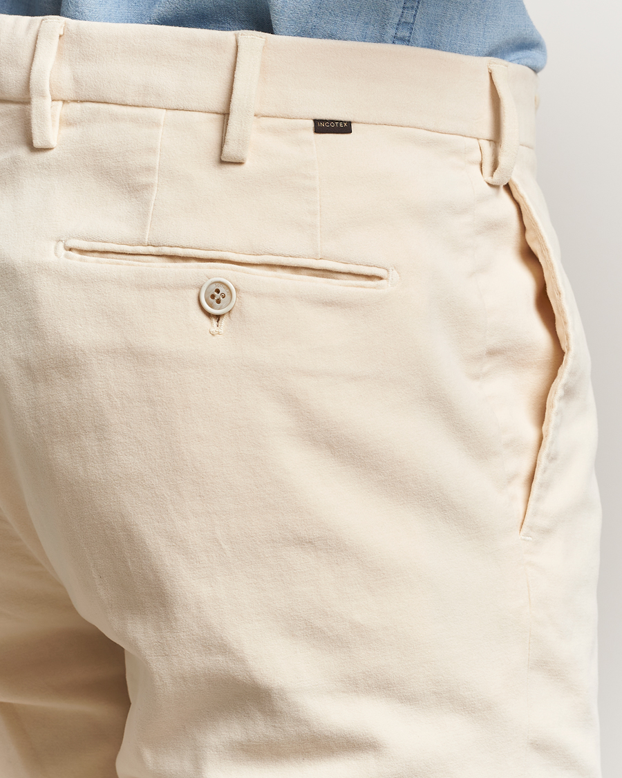 Men | Trousers | Incotex | Regular Fit Moleskine Trousers Off White