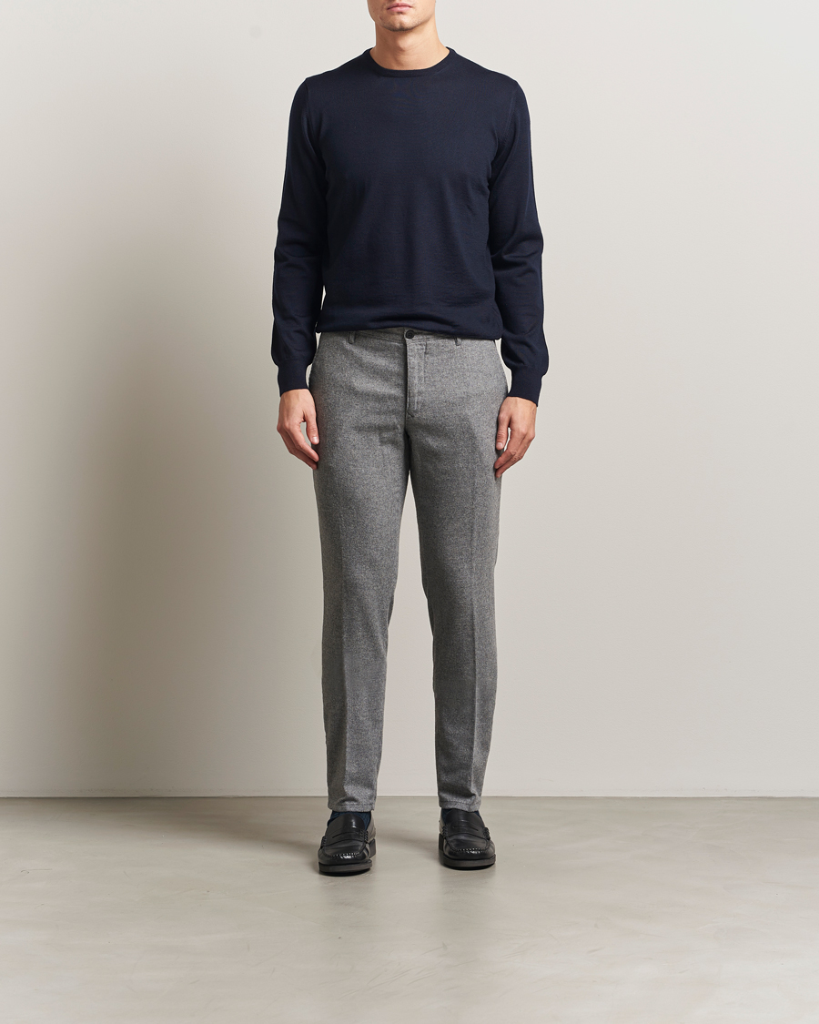 Incotex Slim Fit Washed Flannel Slacks Light Grey at CareOfCarl.com