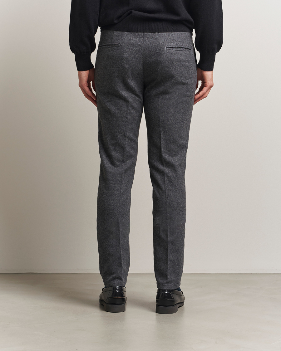 Men | Trousers | Incotex | Slim Fit Washed Flannel Slacks Grey Melange