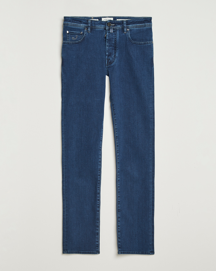 Men | Jeans | Jacob Cohën | Bard Slim Fit Trunk Patch Stretch Jeans Mid Blue