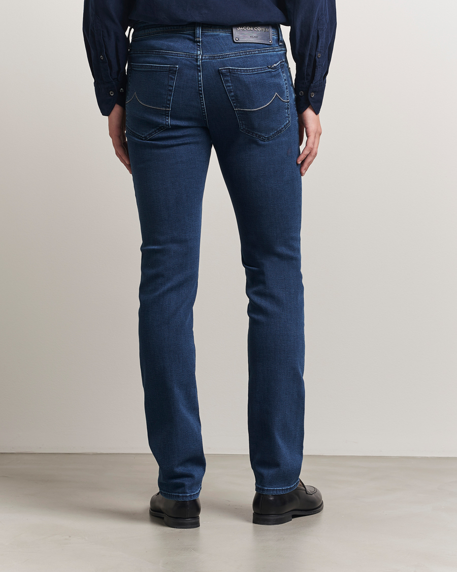Men | Jeans | Jacob Cohën | Bard Slim Fit Trunk Patch Stretch Jeans Mid Blue