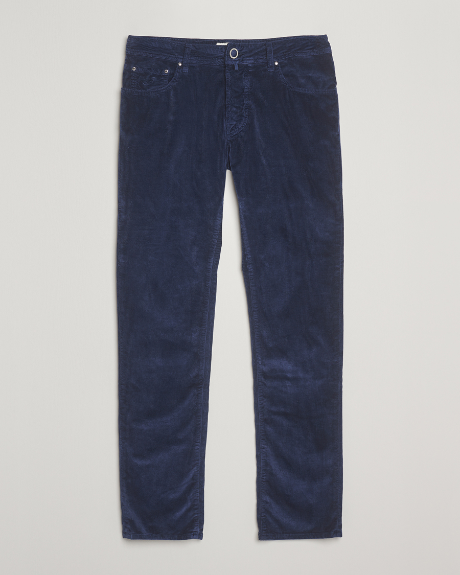 Men | Trousers | Jacob Cohën | Bard 5-Pocket Medium Corduroy Trousers Dark Blue