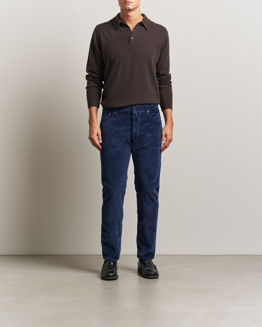 Men | Trousers | Jacob Cohën | Bard 5-Pocket Medium Corduroy Trousers Dark Blue