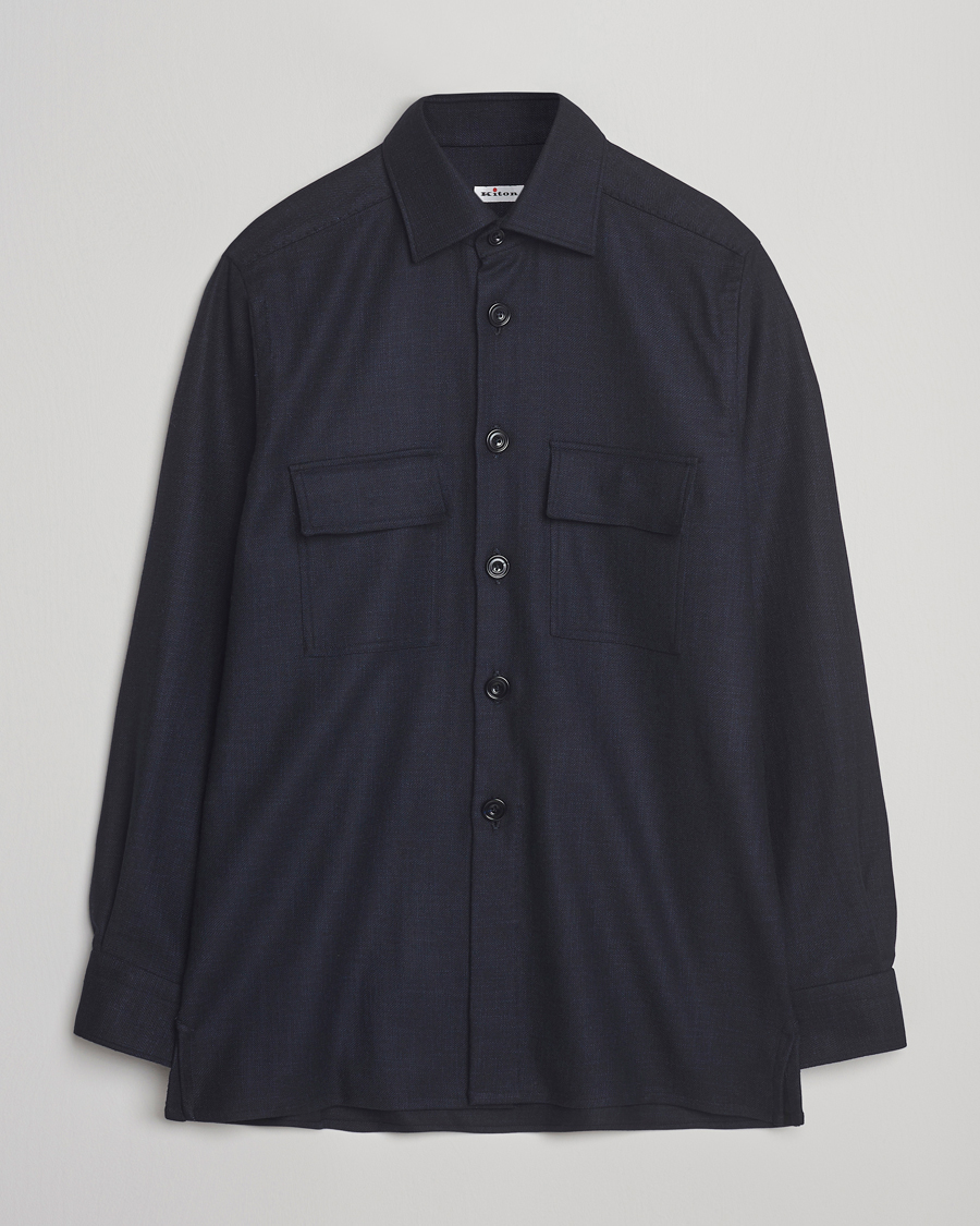 Kiton Wool Overshirt Navy at CareOfCarl.com