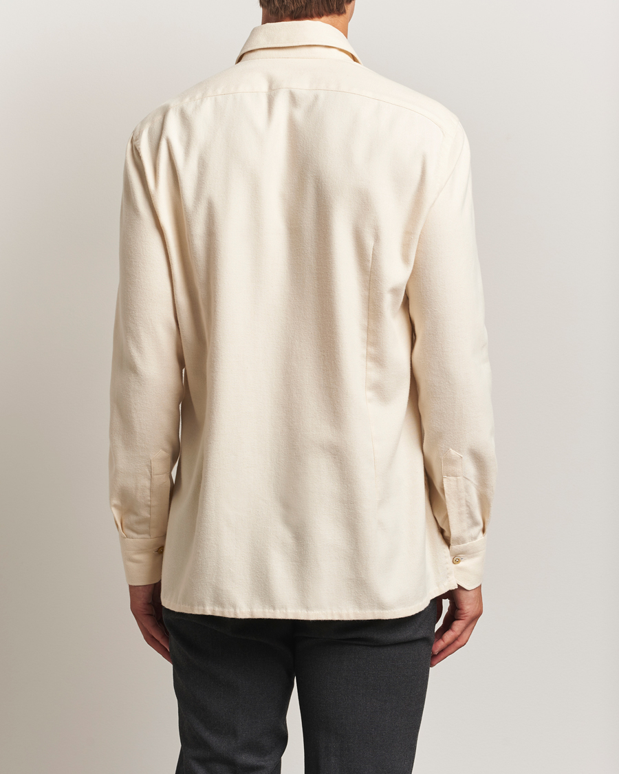 Men | Shirts | Kiton | Cotton Flannel Sport Shirt Cream